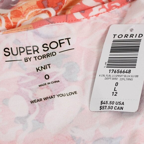 Torrid Babydoll Super Soft Balloon Chiffon Sleeve Top - Large - NWT - Picture 8 of 11